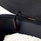 Panca contenitore imbottita in sherpa beige/nero – Pouf plissettato, 1 posto