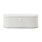Panca contenitore imbottita in sherpa beige/nero – Pouf plissettato, 1 posto