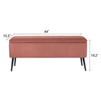 Panca contenitore in velluto a righe grigio scuro/arancio rosato, 1-2 posti, 112 cm