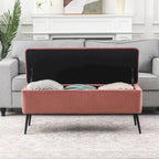 Panca contenitore in velluto a righe grigio scuro/arancio rosato, 1-2 posti, 112 cm