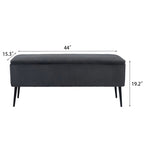 Panca contenitore in velluto a righe grigio scuro/arancio rosato, 1-2 posti, 112 cm