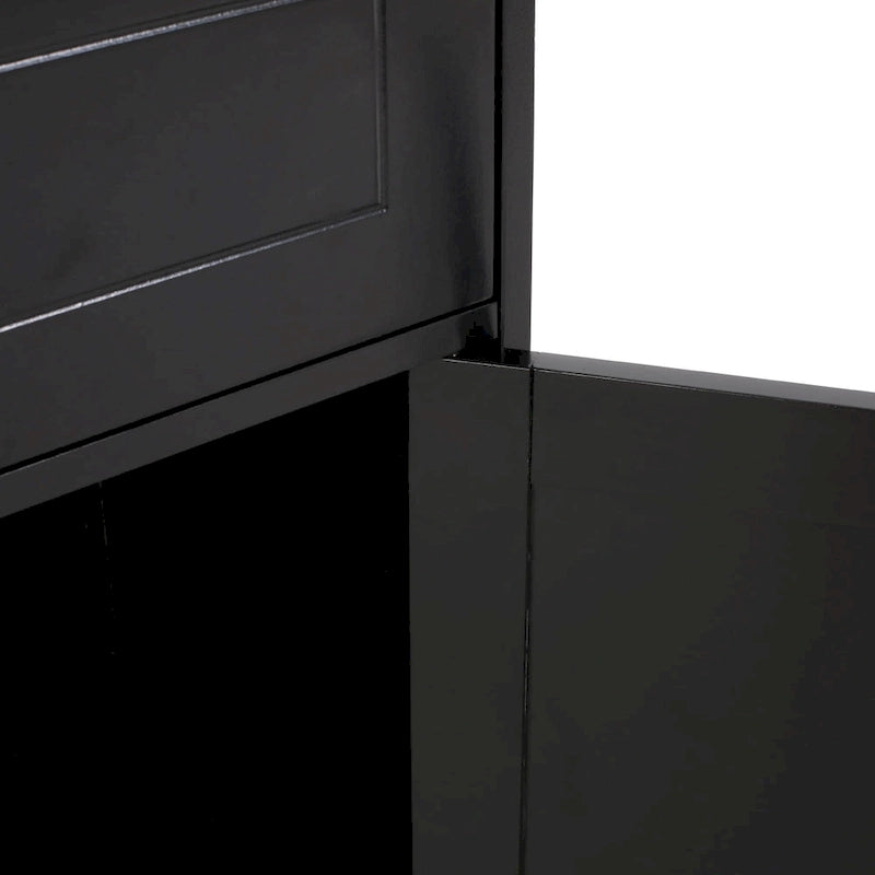Grigio Chiaro / Nero, Pannello Piatto, Armadietto Portabiancheria da Bagno per 1 Persona