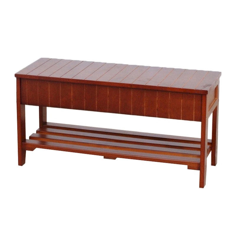 Panca contenitore in legno massello ciliegio/bianco, 1 persona