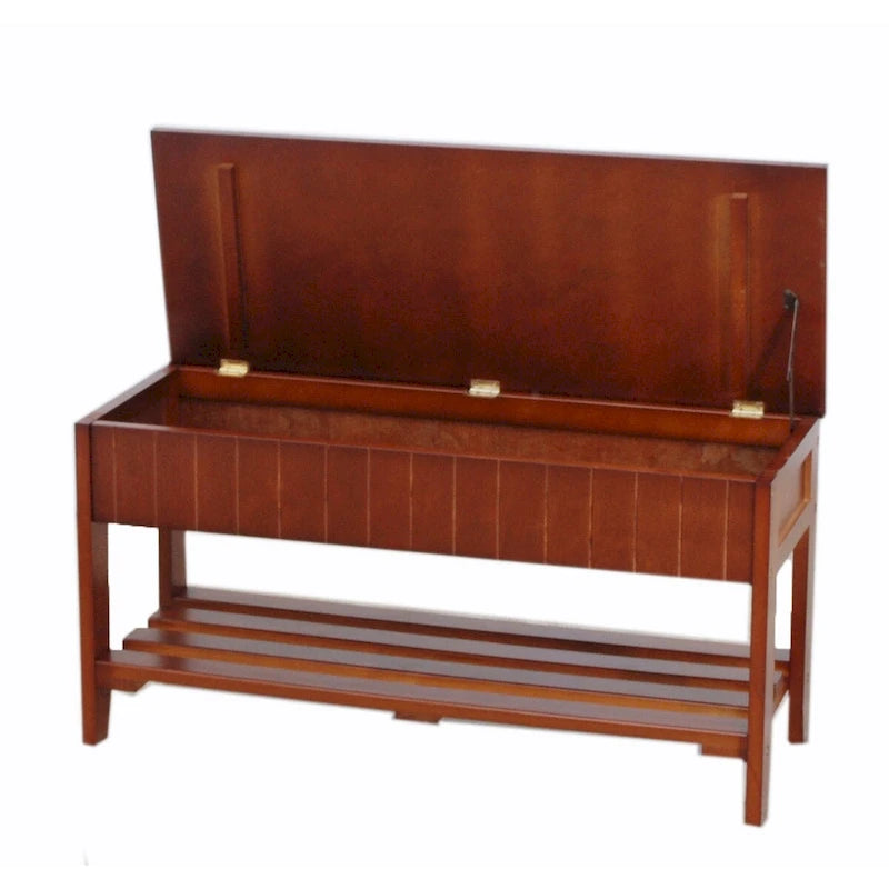Panca contenitore in legno massello ciliegio/bianco, 1 persona