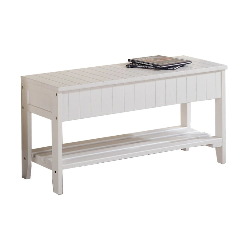 Panca contenitore in legno massello ciliegio/bianco, 1 persona