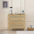 Cassettiera a 3 cassetti in rattan lucido in rovere