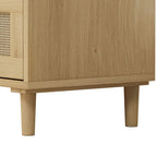 Cassettiera a 3 cassetti in rattan lucido in rovere