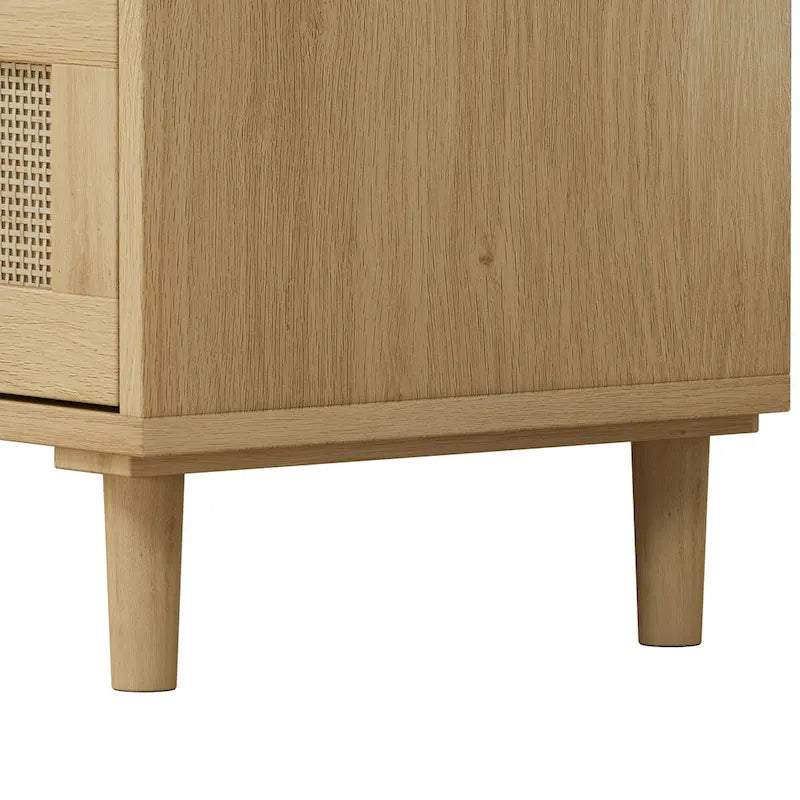 Cassettiera a 3 cassetti in rattan lucido in rovere